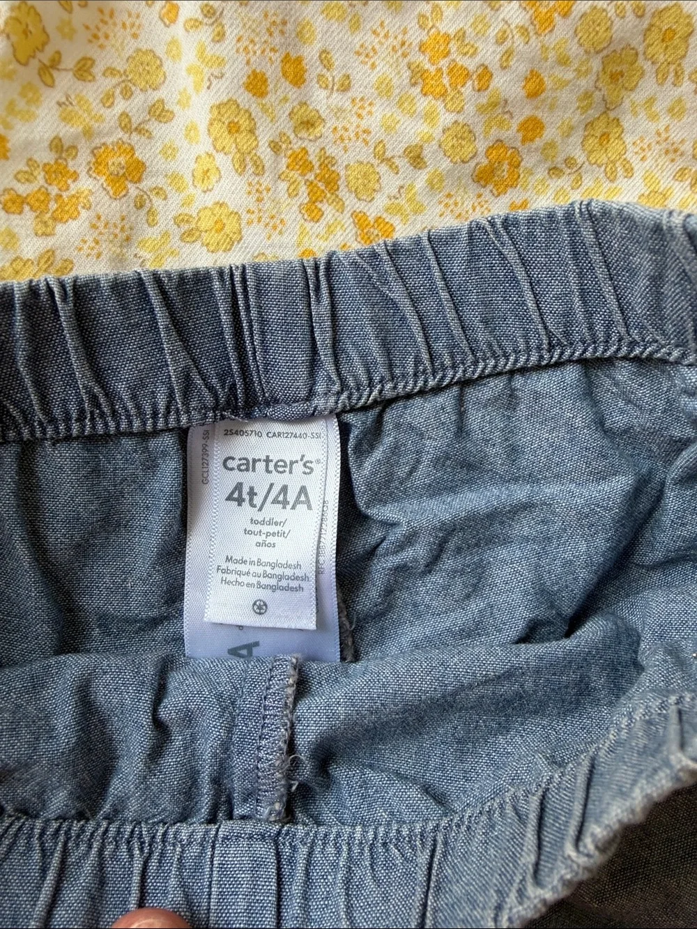 Carter's Yellow Floral Ruffle Top with Blue Shorts Matching Set